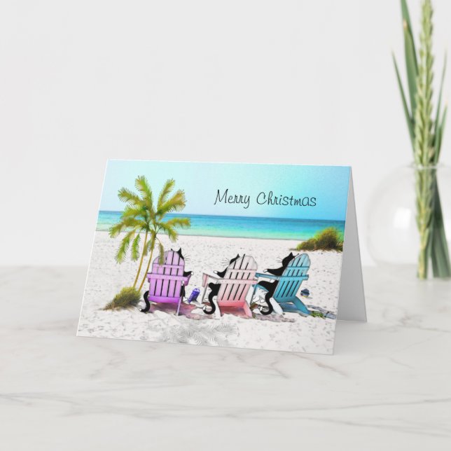 Cartes Pour Fêtes Annuelles Joyeux Noël au chat de Tuxedo (Devant)