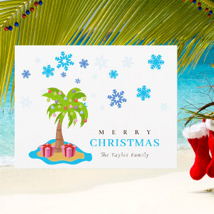 Cartes Pour Fêtes Annuelles Joyeux Noël au palmier tropical sous la neige élég