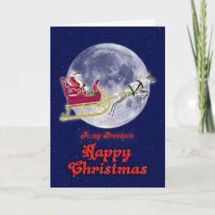 Cartes Pour Fêtes Annuelles Joyeux Noël au petit-fils, père Noël dans son