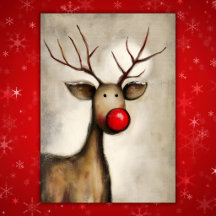 Joyeux Noël au Renne au Nez Rouge Mignon