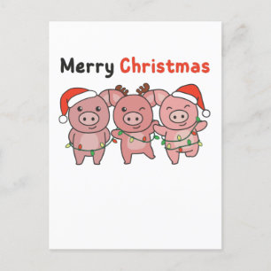 Cartes Pour Fêtes Annuelles Joyeux Noël aux adorables cochons