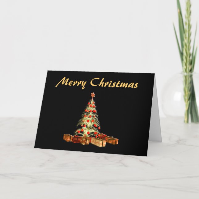 Cartes Pour Fêtes Annuelles Joyeux Noël aux arbres brillants (Devant)