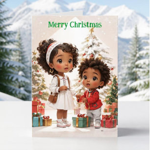 Cartes Pour Fêtes Annuelles Joyeux Noël aux enfants afro-américains