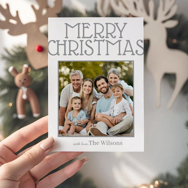 Cartes Pour Fêtes Annuelles Joyeux Noël avec amour Nom de famille Personnalisé (Créateur téléchargé)