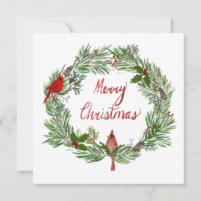 Cartes Pour Fêtes Annuelles Joyeux Noël Avec Des Cardinaux En Guerrier (Devant)