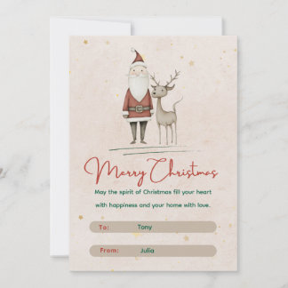 Cartes Pour Fêtes Annuelles 🎅Joyeux Noël avec le Père Noël & ses rennes