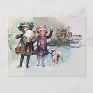 Cartes Pour Fêtes Annuelles Joyeux Noël avec les filles avec Jack Russell