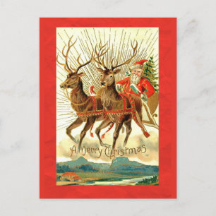Cartes Pour Fêtes Annuelles Joyeux Noël avec Père Noël et Reindeer