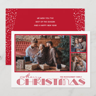 Cartes Pour Fêtes Annuelles Joyeux Noël avec plusieurs photos rouges