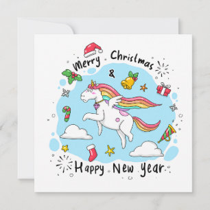 Cartes Pour Fêtes Annuelles Joyeux Noël avec Unicorn