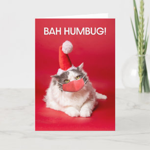 Cartes Pour Fêtes Annuelles Joyeux Noël Bah Humbug Chat au Masque Facial