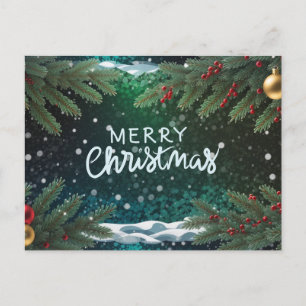 Cartes Pour Fêtes Annuelles Joyeux Noël Baies, Branches et Ornements