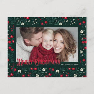 Cartes Pour Fêtes Annuelles Joyeux Noël Baies Sacrées Fond Rétro