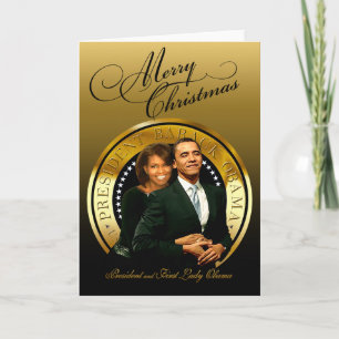 Cartes Pour Fêtes Annuelles Joyeux Noël Barack et Michelle Obama