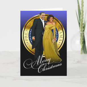 Cartes Pour Fêtes Annuelles Joyeux Noël Barack et Michelle Obama