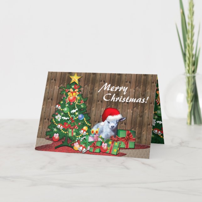Cartes Pour Fêtes Annuelles Joyeux Noël Bébé Chèvre (Devant)