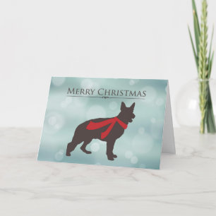 Cartes Pour Fêtes Annuelles Joyeux Noël, berger allemand dans l'écharpe rouge,