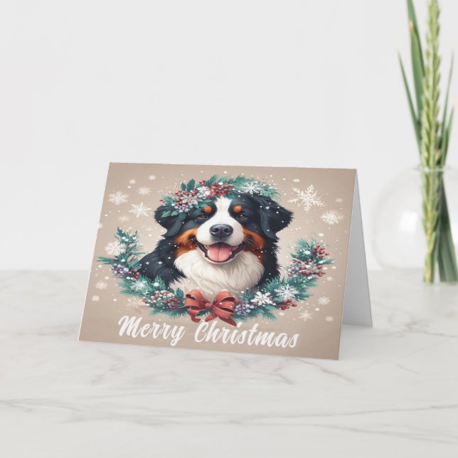 Cartes Pour Fêtes Annuelles Joyeux Noël Bernese Mountain Dog Xmas (Devant)