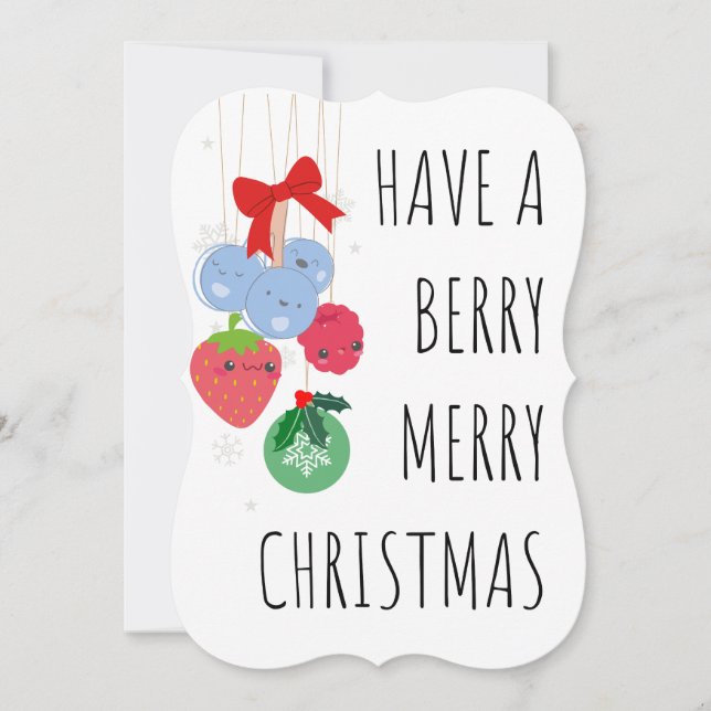 Cartes Pour Fêtes Annuelles Joyeux Noël Berry - Baies mignonnes (Devant)