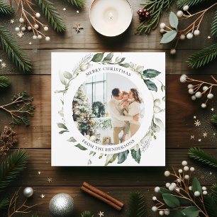 Cartes Pour Fêtes Annuelles Joyeux Noël Berry Wreath Photo Holiday Card