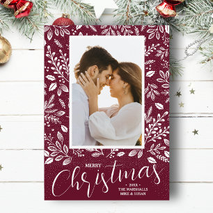 Cartes Pour Fêtes Annuelles Joyeux Noël Blanc Botanique Photo