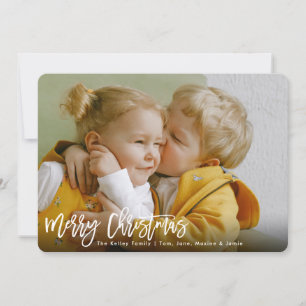 Cartes Pour Fêtes Annuelles Joyeux Noël blanc Brush Photo