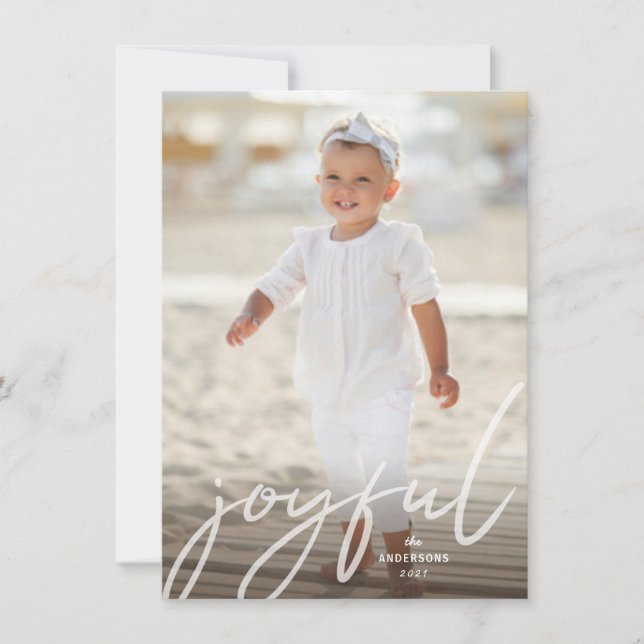 Cartes Pour Fêtes Annuelles Joyeux Noël blanc écriture manuscrite Script Photo (Devant)