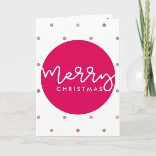 Cartes Pour Fêtes Annuelles Joyeux Noël blanc et rose avec des points d'or