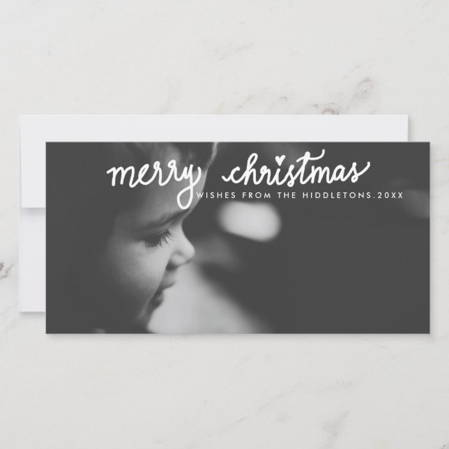 Cartes Pour Fêtes Annuelles Joyeux Noël blanc manuscrit Jour férié (Devant)
