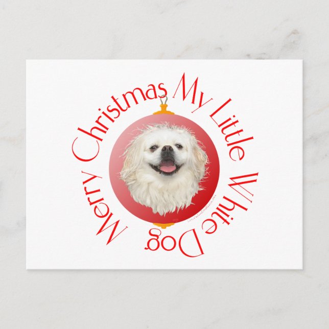 Cartes Pour Fêtes Annuelles Joyeux Noël blanc Pekingese (Devant)