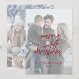 Cartes Pour Fêtes Annuelles Joyeux Noël blanc rouge 2 Photos verticales