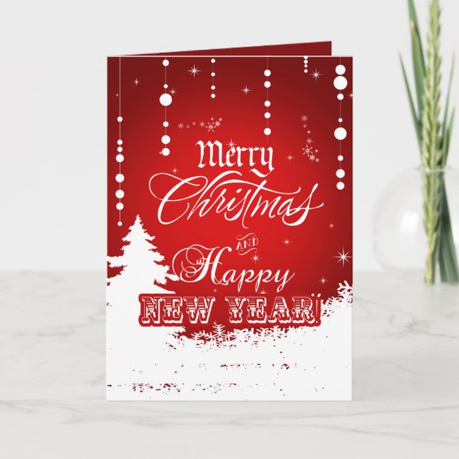 Cartes Pour Fêtes Annuelles Joyeux Noël blanc rouge d'entreprise Bonne année (Devant)