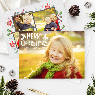 Cartes Pour Fêtes Annuelles Joyeux Noël blanc superposition photo Collage