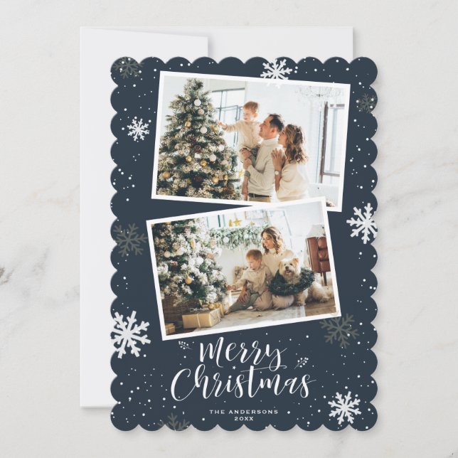Cartes Pour Fêtes Annuelles Joyeux Noël bleu 2 Photo (Devant)