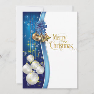 Cartes Pour Fêtes Annuelles Joyeux Noël bleu et or Classy