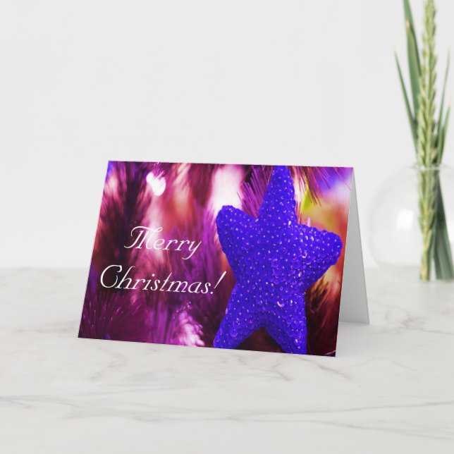 Cartes Pour Fêtes Annuelles Joyeux Noël bleu étoile I (Devant)