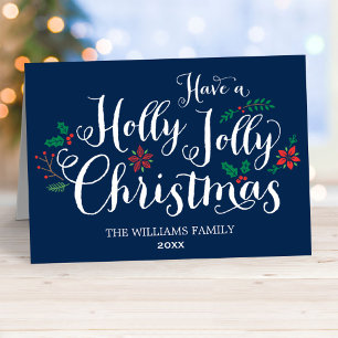 Cartes Pour Fêtes Annuelles Joyeux Noël Bleu Marine Photo