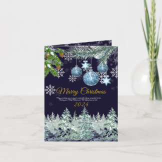 Cartes Pour Fêtes Annuelles Joyeux Noël bleu marine rustique traditionnel