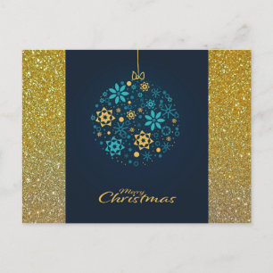 Cartes Pour Fêtes Annuelles Joyeux Noël bleu/or ornement