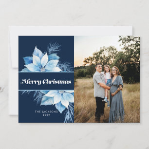Cartes Pour Fêtes Annuelles Joyeux Noël bleu Poinsettia