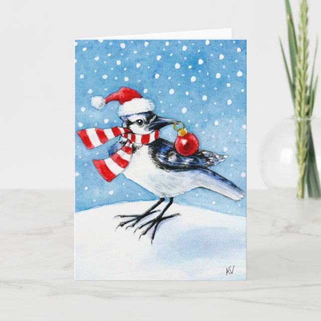 Cartes Pour Fêtes Annuelles Joyeux Noël Bluejay (Devant)