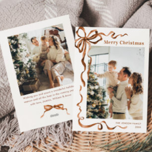 Cartes Pour Fêtes Annuelles Joyeux Noël Boho Bow Ribbon 2 Photo