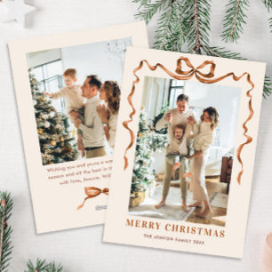 Cartes Pour Fêtes Annuelles Joyeux Noël Boho Bow Ribbon 2 Photo