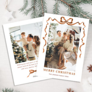 Cartes Pour Fêtes Annuelles Joyeux Noël Boho Bow Ribbon 2 Photo