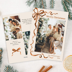 Cartes Pour Fêtes Annuelles Joyeux Noël Boho Bow Ribbon 3 Photo