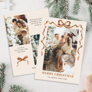 Cartes Pour Fêtes Annuelles Joyeux Noël Boho Bow Ribbon 3 Photo