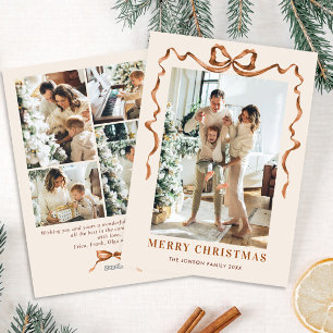 Cartes Pour Fêtes Annuelles Joyeux Noël Boho Bow Ribbon 5 Photo