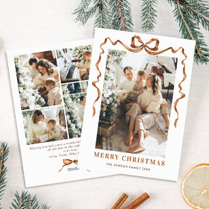 Cartes Pour Fêtes Annuelles Joyeux Noël Boho Bow Ribbon 5 Photo