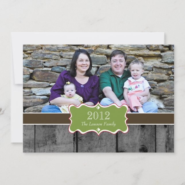 Cartes Pour Fêtes Annuelles Joyeux Noël Bois Rustique Photo (Devant)