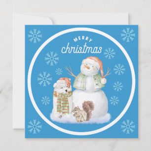 Cartes Pour Fêtes Annuelles Joyeux Noël Bonhomme de neige, Ours polaire, Écure